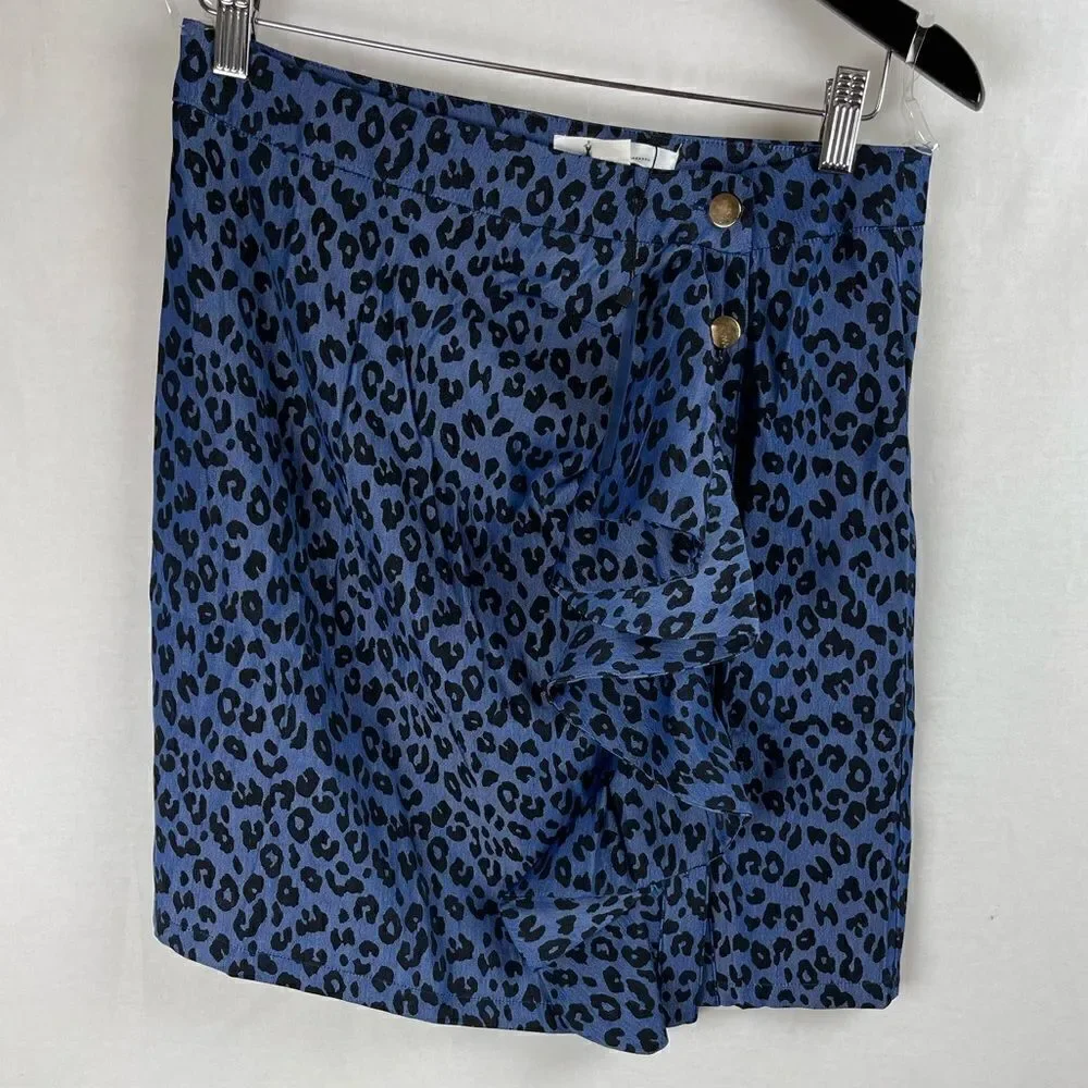 Animal Print Blazer Skirt Set blue black